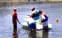 Robbie and Angela and the kids get ready to take a watercraft ride on Lake Shastina